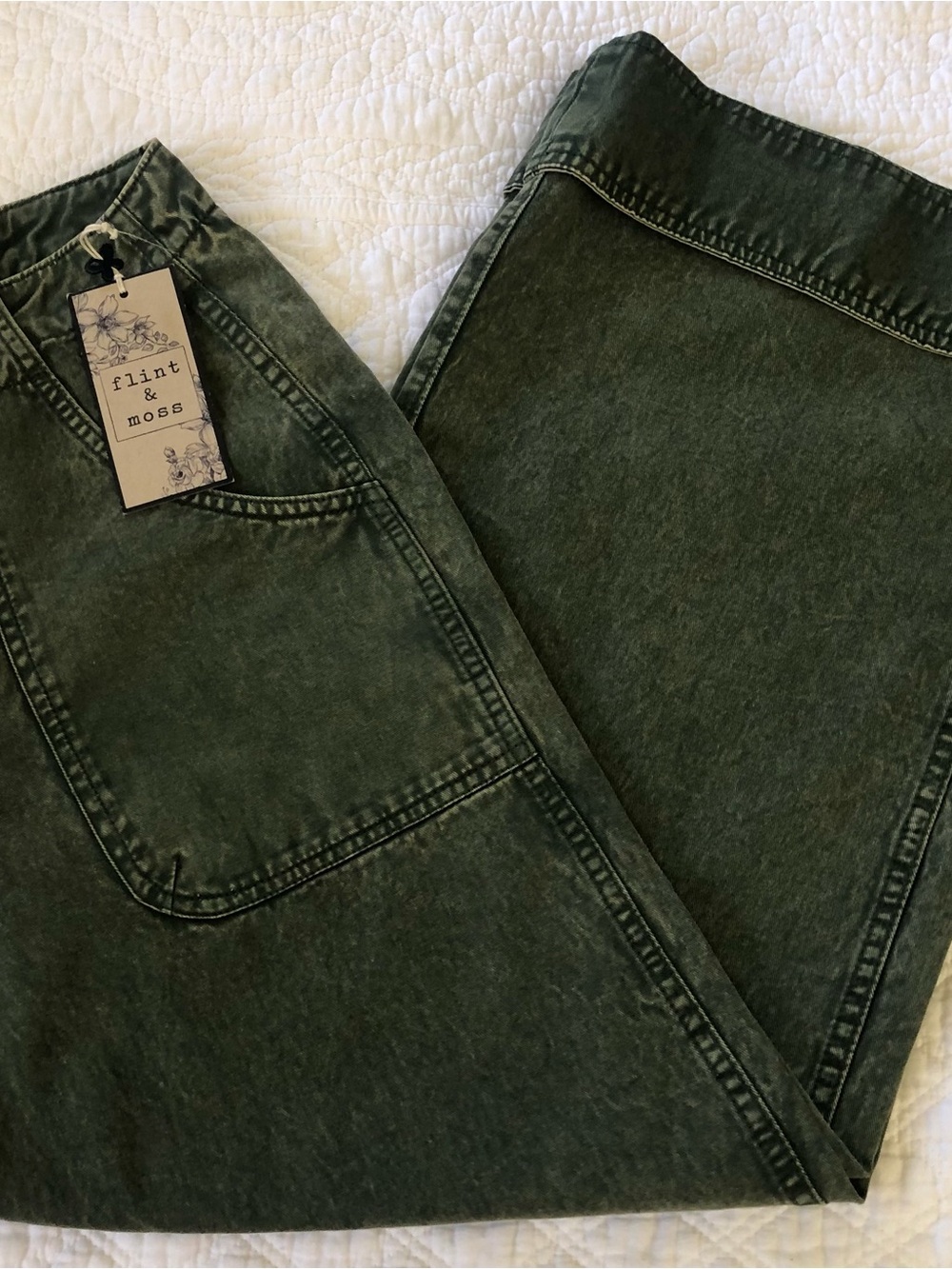 Flint & Moss Olive Green Vintage look Utility Pants